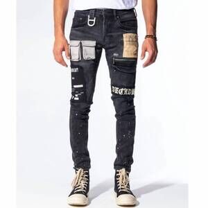 NEW GALA men's decadence denim jean in jet black/combo